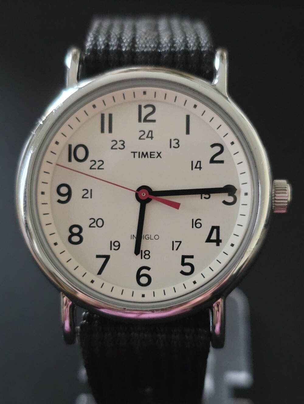 Timex Indiglo Weekender Men's 38 mm Watch Military Time Nylon Strap WORKS